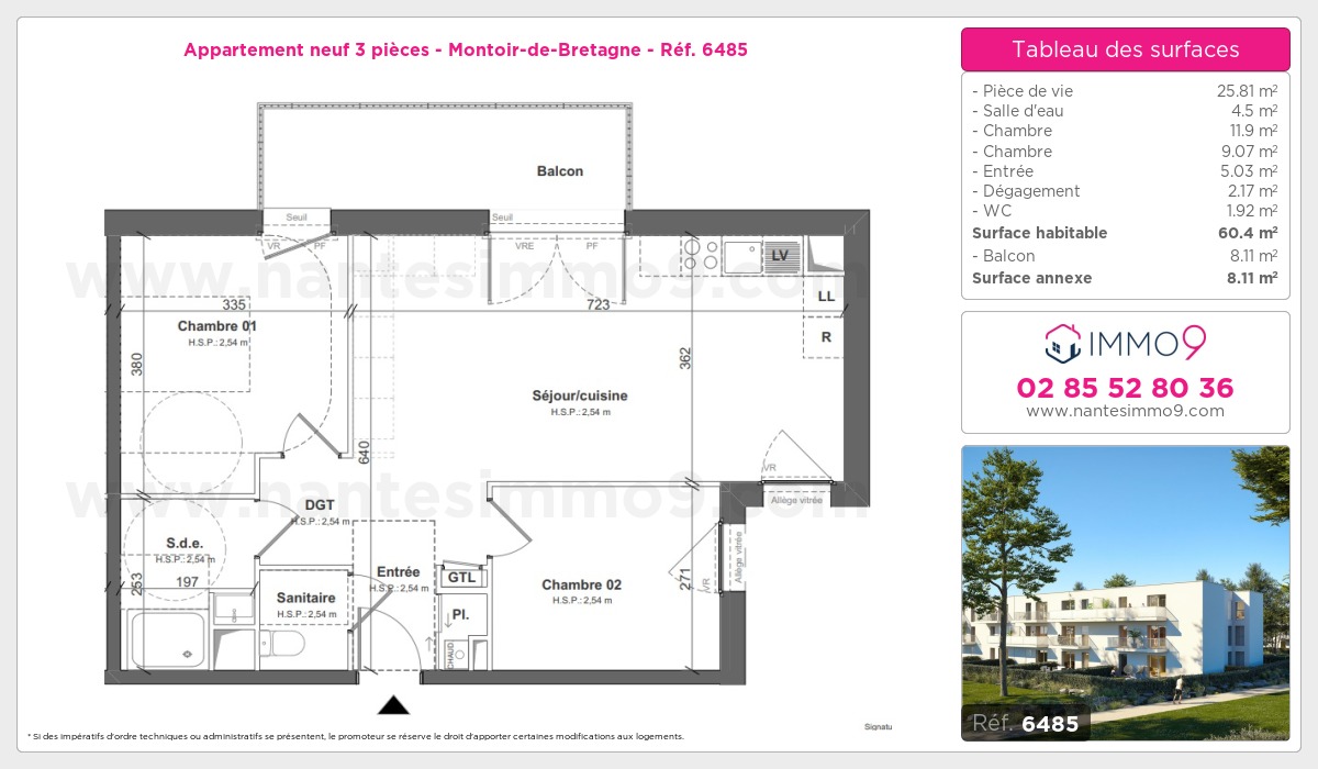 Plan et surfaces, Programme neuf Montoir-de-Bretagne Référence n° 6485