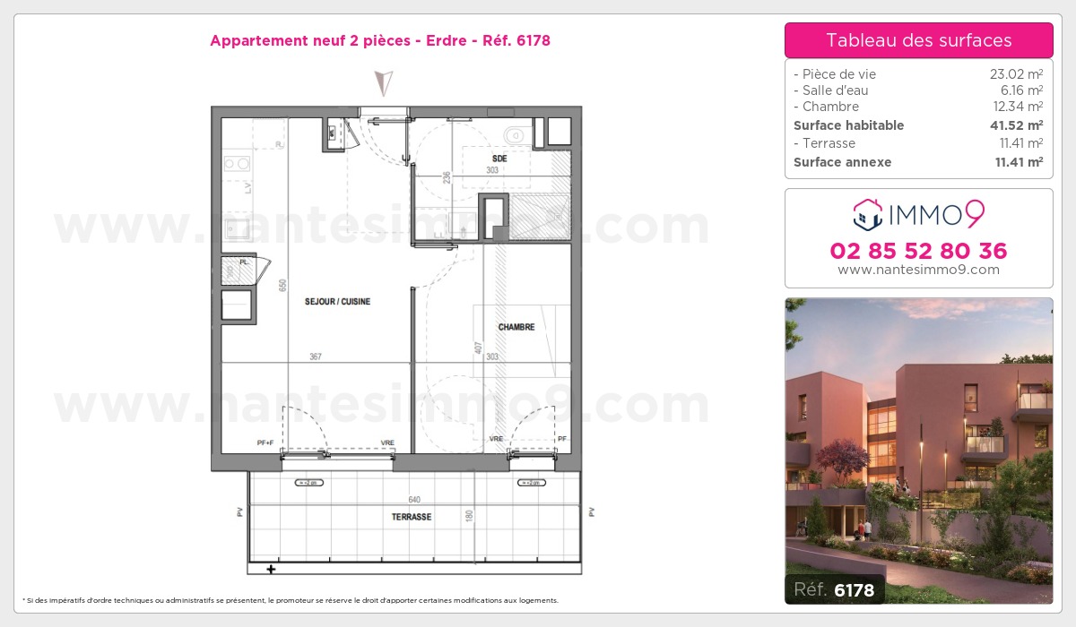 Plan et surfaces, Programme neuf Nantes : Erdre Référence n° 6178