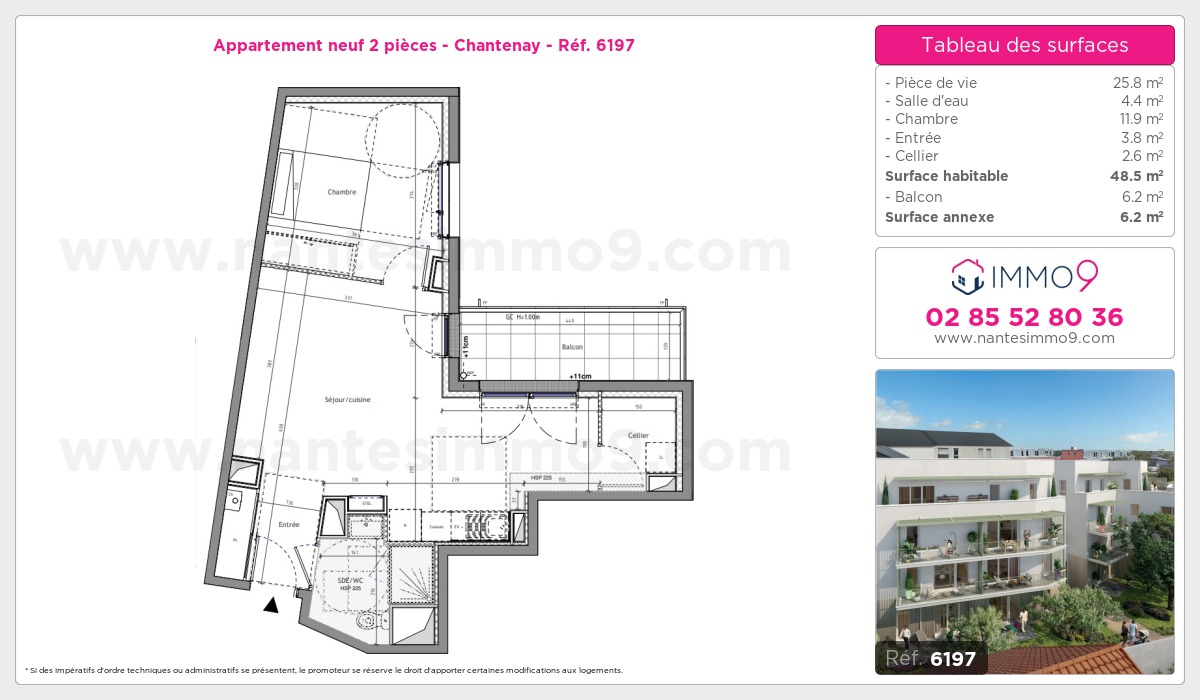 Plan et surfaces, Programme neuf Nantes : Chantenay Référence n° 6197