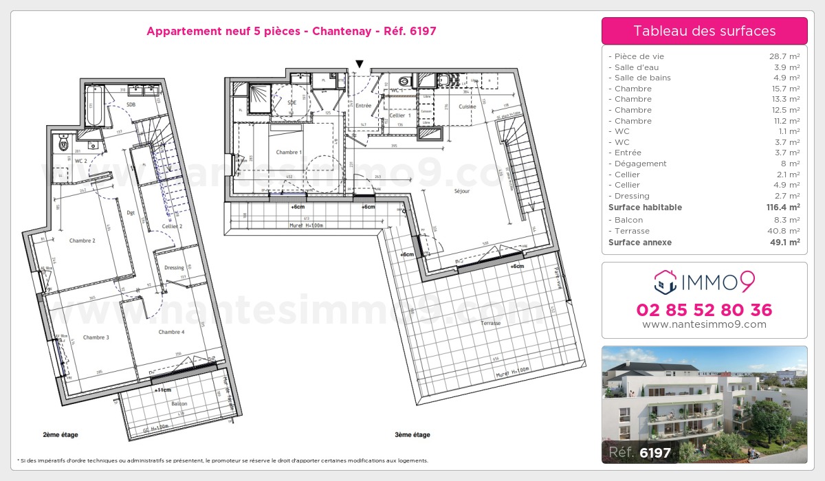 Plan et surfaces, Programme neuf Nantes : Chantenay Référence n° 6197