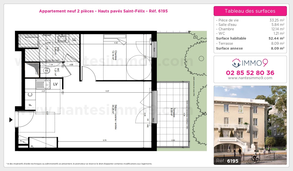 Plan et surfaces, Programme neuf Nantes : Hauts pavés Saint-Félix Référence n° 6195