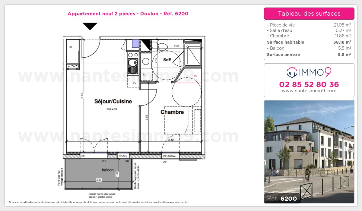 Plan et surfaces, Programme neuf Nantes : Doulon Référence n° 6200