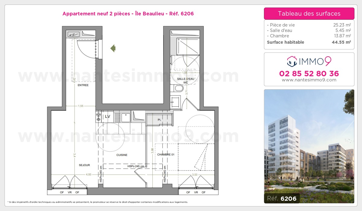 Plan et surfaces, Programme neuf Nantes : Île Beaulieu Référence n° 6206
