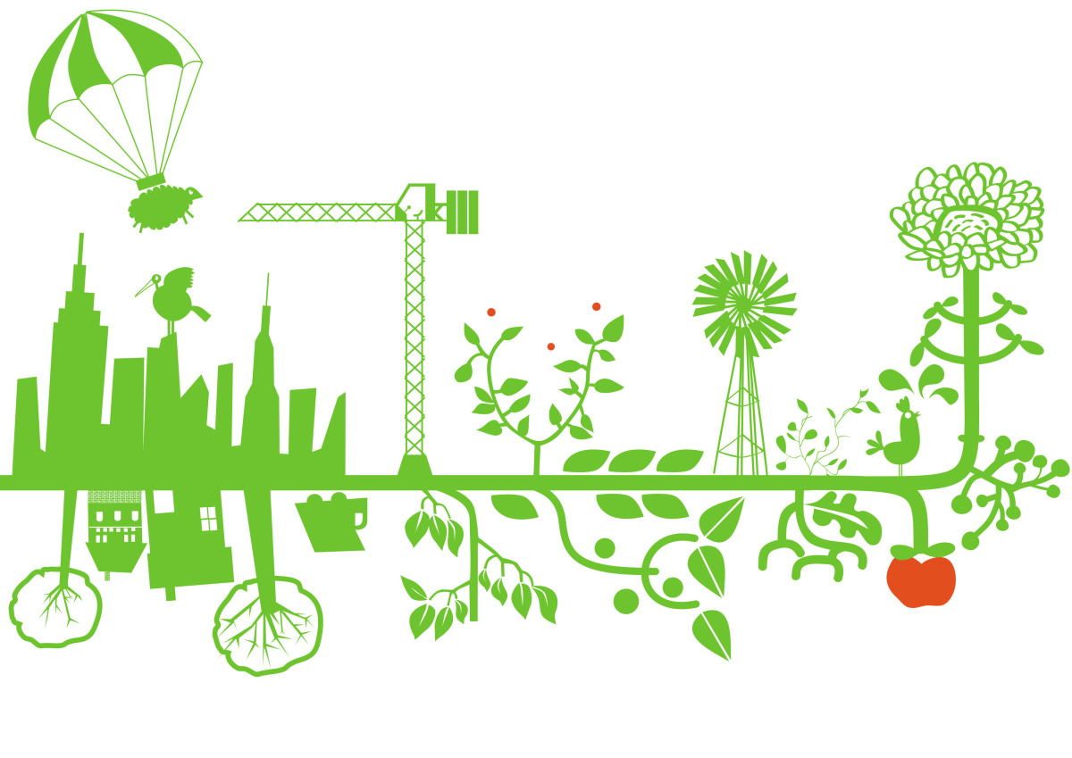 Chauffage écologique -Dessin représentant une ville verte en construction
