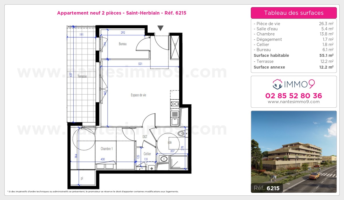 Plan et surfaces, Programme neuf Saint-Herblain Référence n° 6215