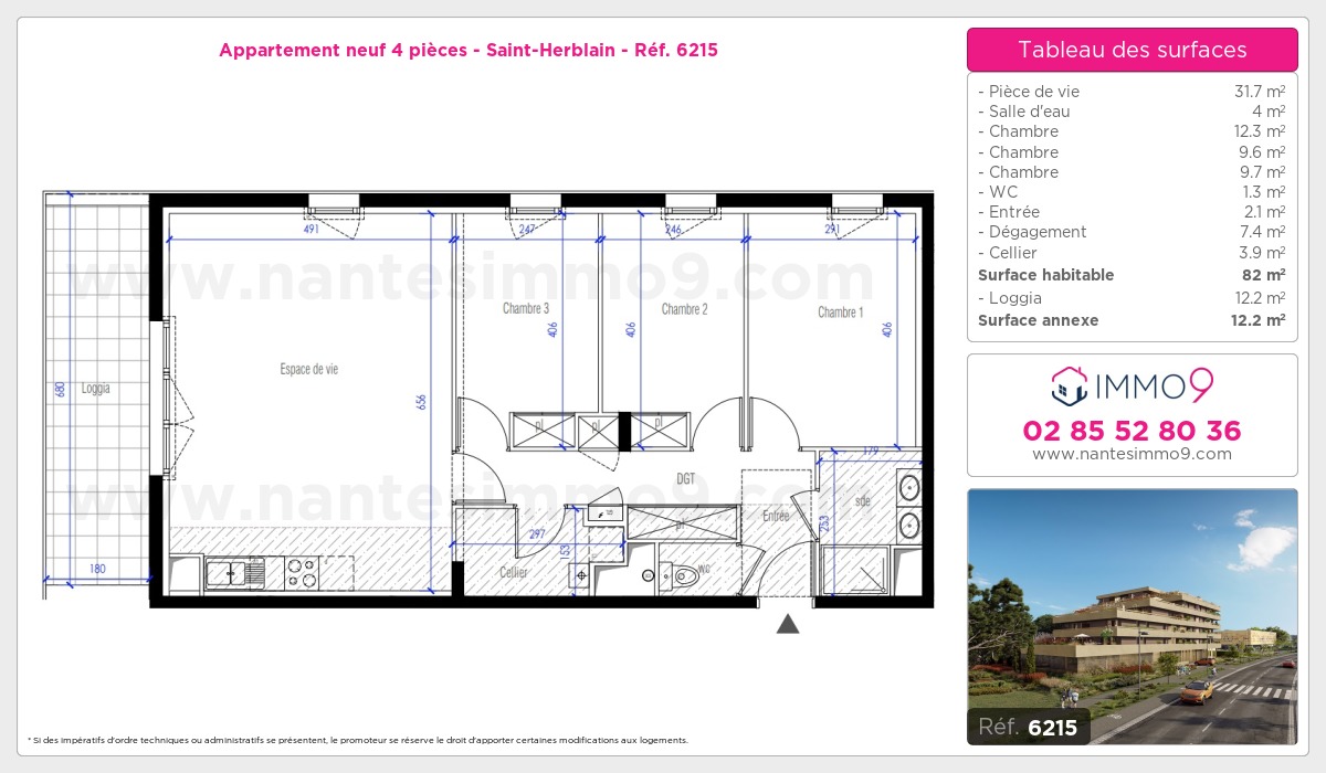Plan et surfaces, Programme neuf Saint-Herblain Référence n° 6215