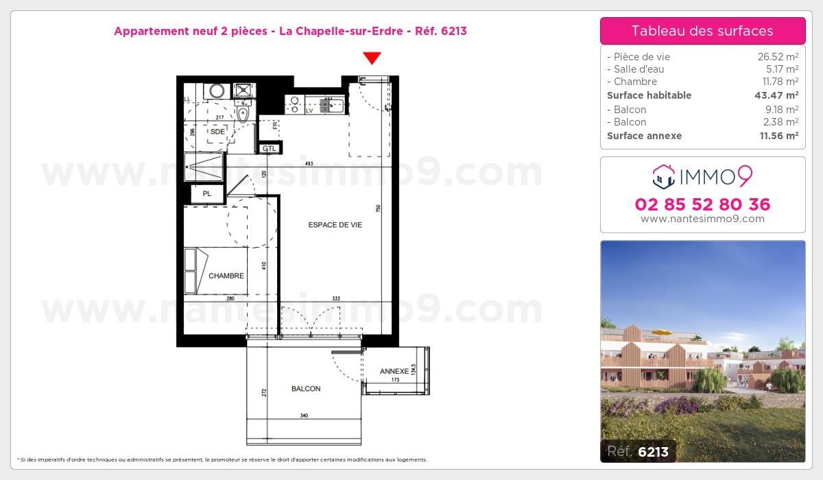 Plan et surfaces, Programme neuf Chapelle-sur-Erdre Référence n° 6213