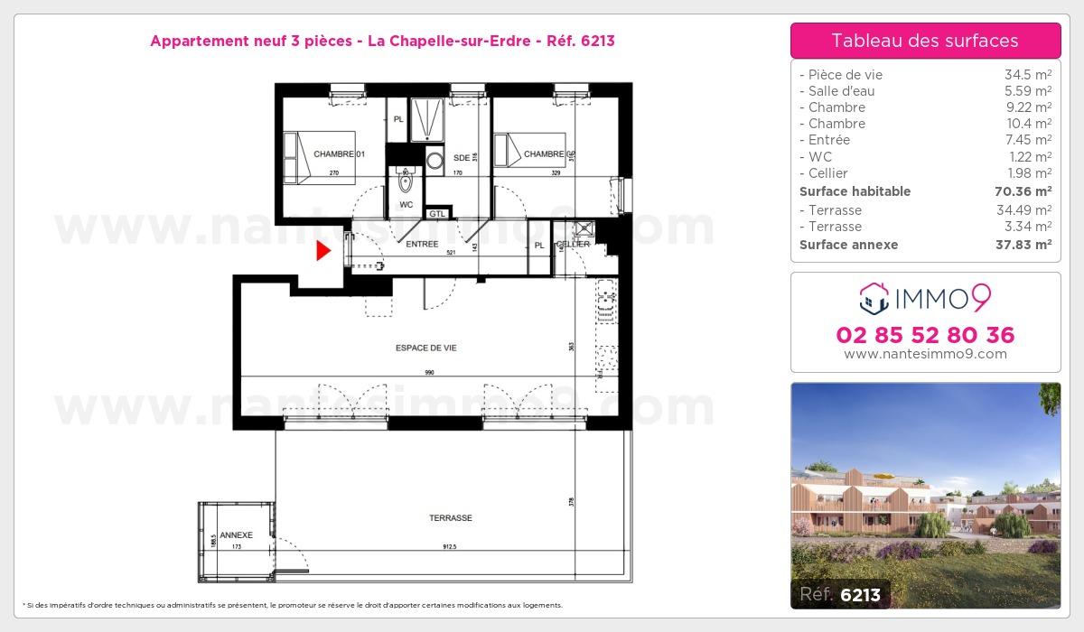 Plan et surfaces, Programme neuf Chapelle-sur-Erdre Référence n° 6213