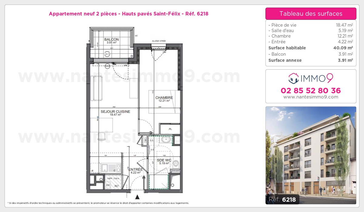 Plan et surfaces, Programme neuf Nantes : Hauts pavés Saint-Félix Référence n° 6218