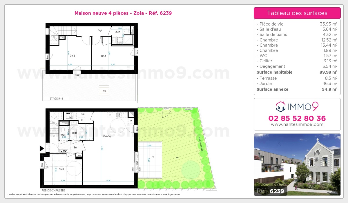 Plan et surfaces, Programme neuf Nantes : Zola Référence n° 6239
