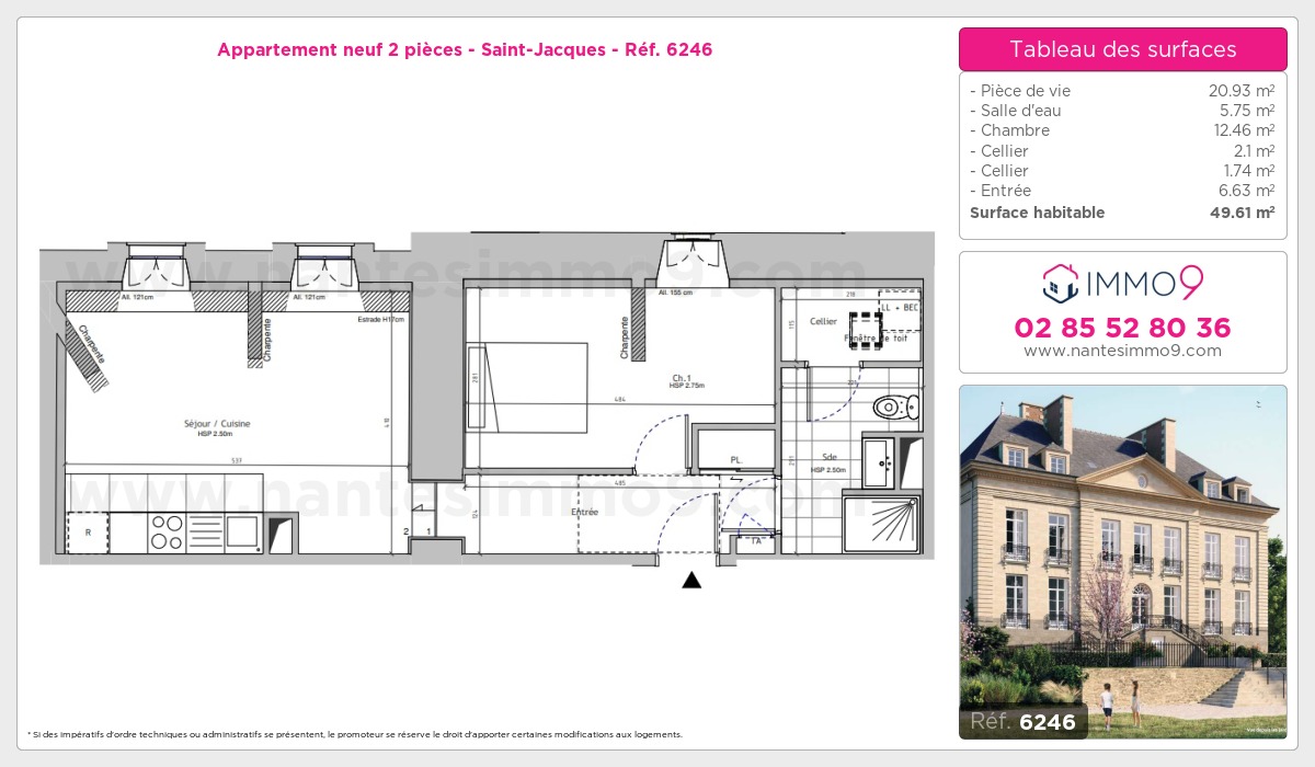 Plan et surfaces, Programme neuf Nantes : Saint-Jacques Référence n° 6246