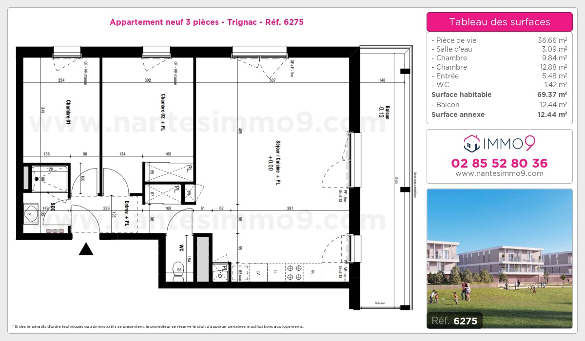 Plan et surfaces, Programme neuf Trignac Référence n° 6275