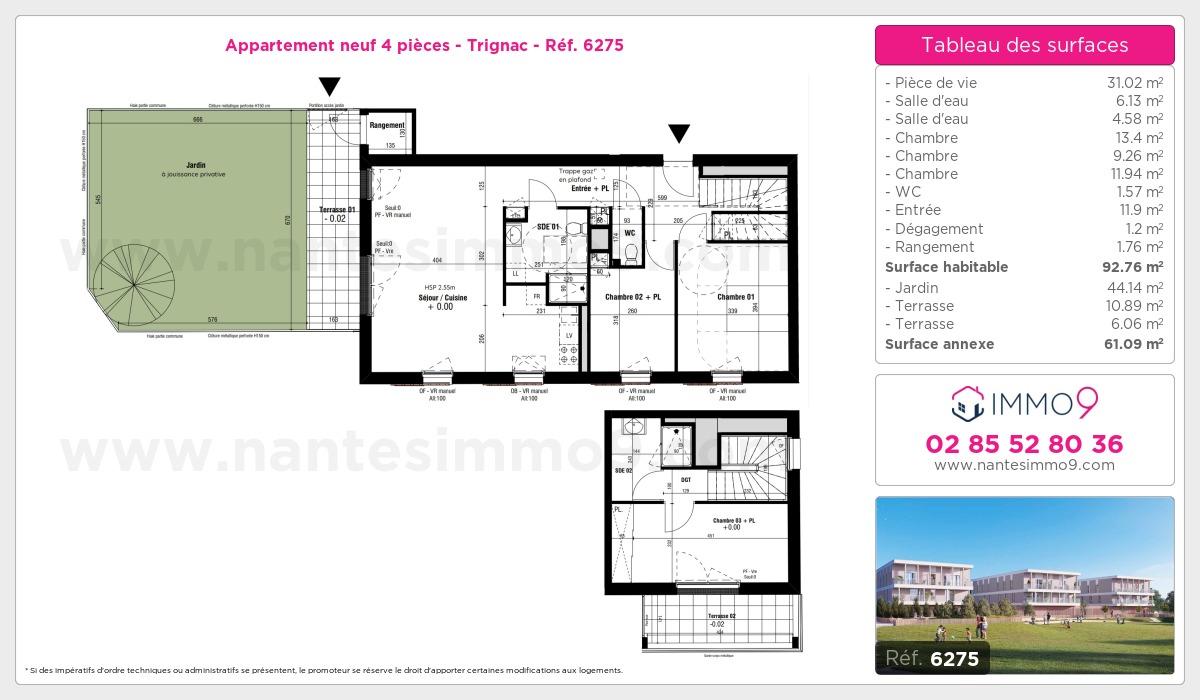 Plan et surfaces, Programme neuf Trignac Référence n° 6275