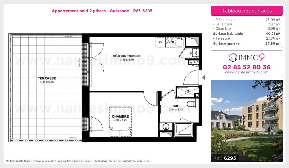 Plan et surfaces, Programme neuf Guérande Référence n° 6295