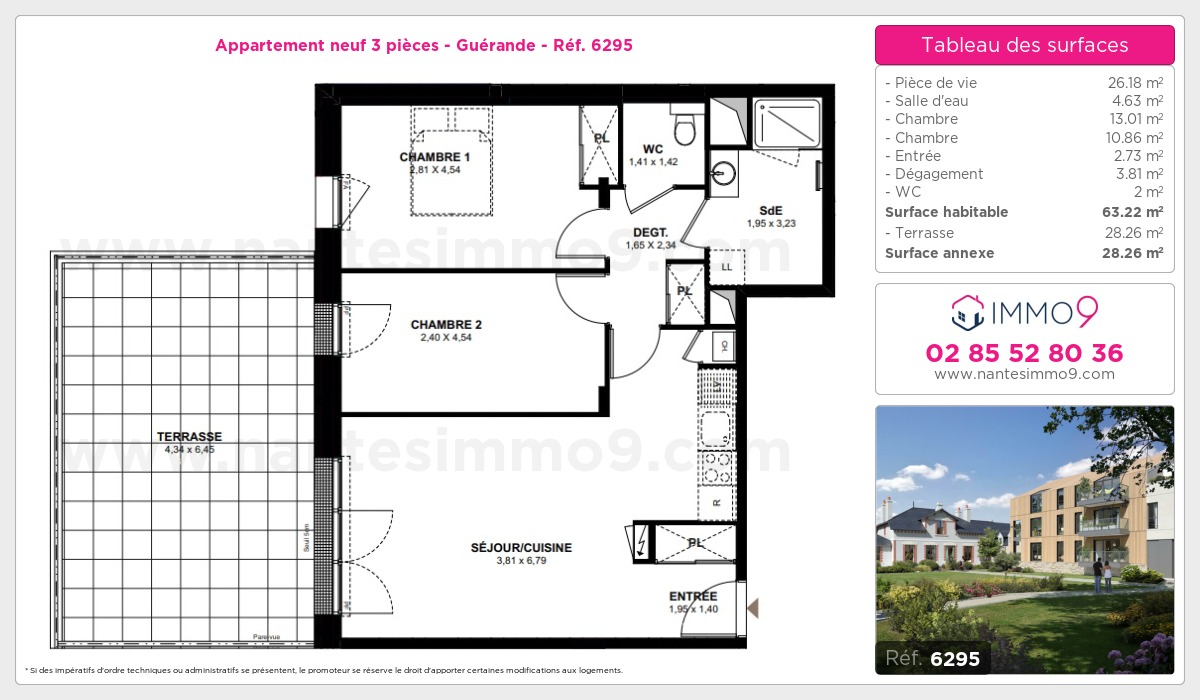 Plan et surfaces, Programme neuf Guérande Référence n° 6295