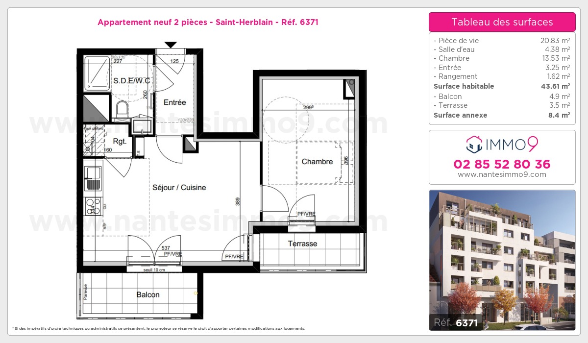 Plan et surfaces, Programme neuf Saint-Herblain Référence n° 6371