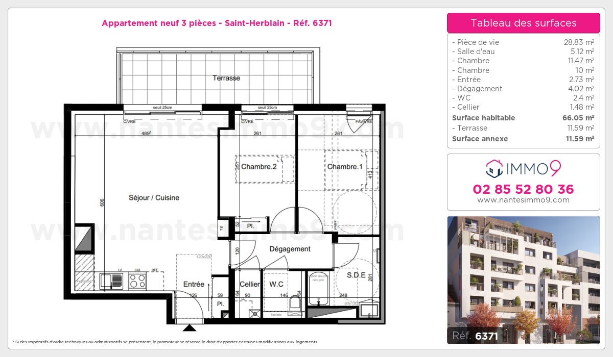 Plan et surfaces, Programme neuf Saint-Herblain Référence n° 6371