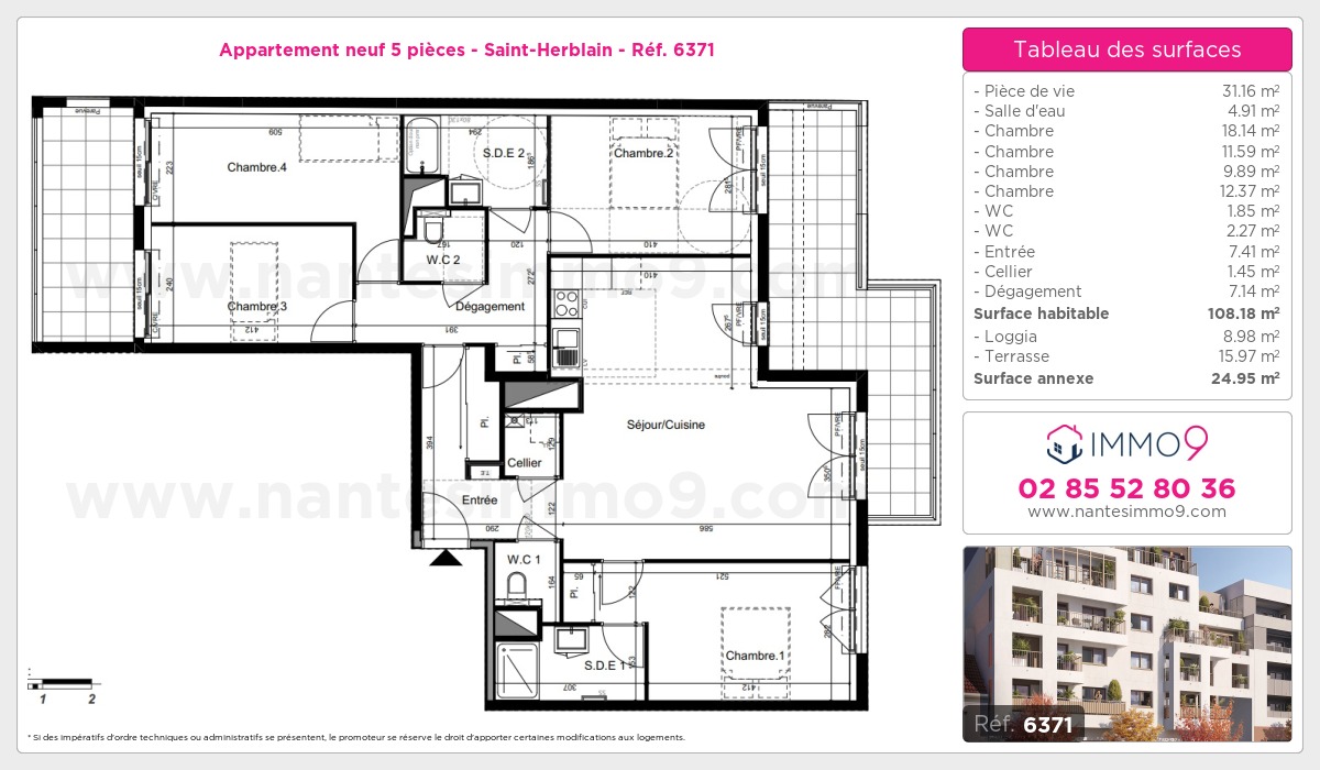 Plan et surfaces, Programme neuf Saint-Herblain Référence n° 6371