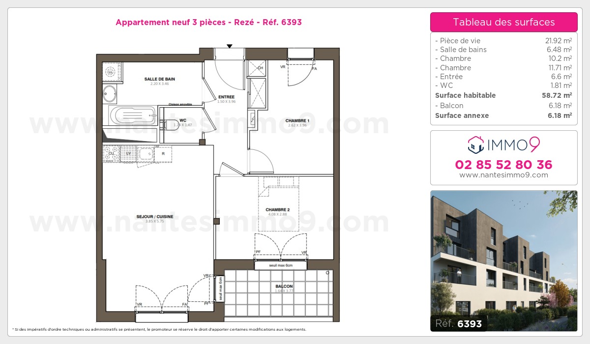 Plan et surfaces, Programme neuf Rezé Référence n° 6393