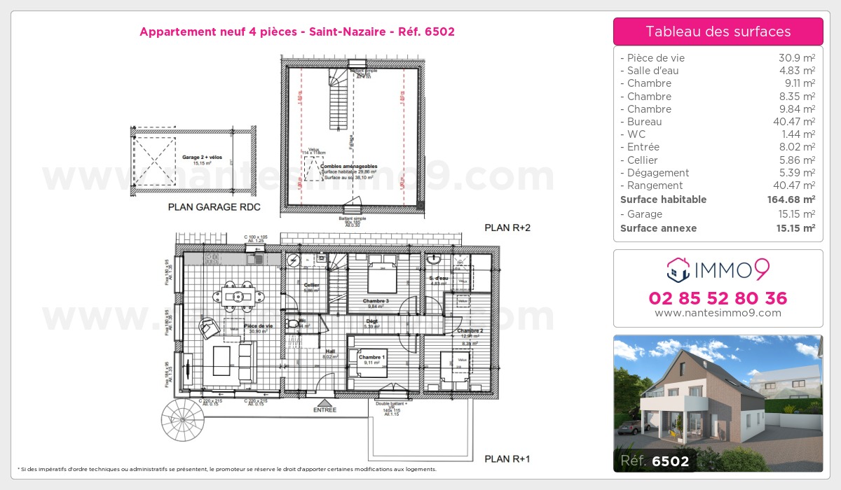 Plan et surfaces, Programme neuf Saint-Nazaire Référence n° 6502