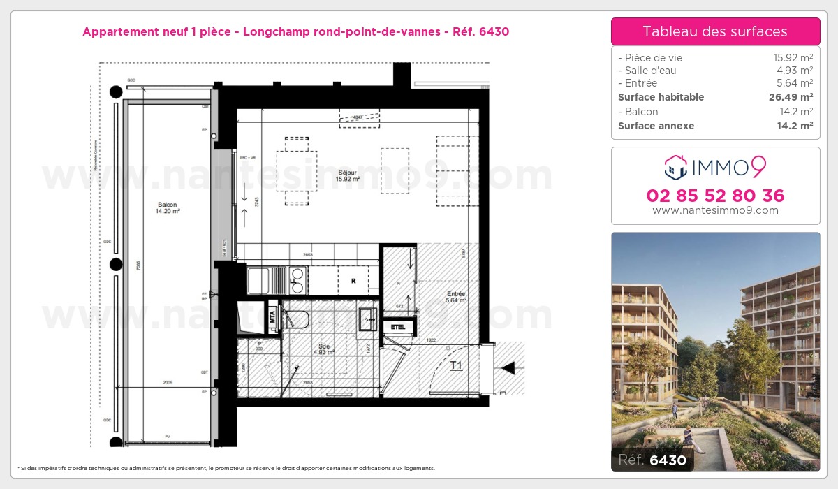 Plan et surfaces, Programme neuf Nantes : Longchamp rond-point-de-vannes Référence n° 6430