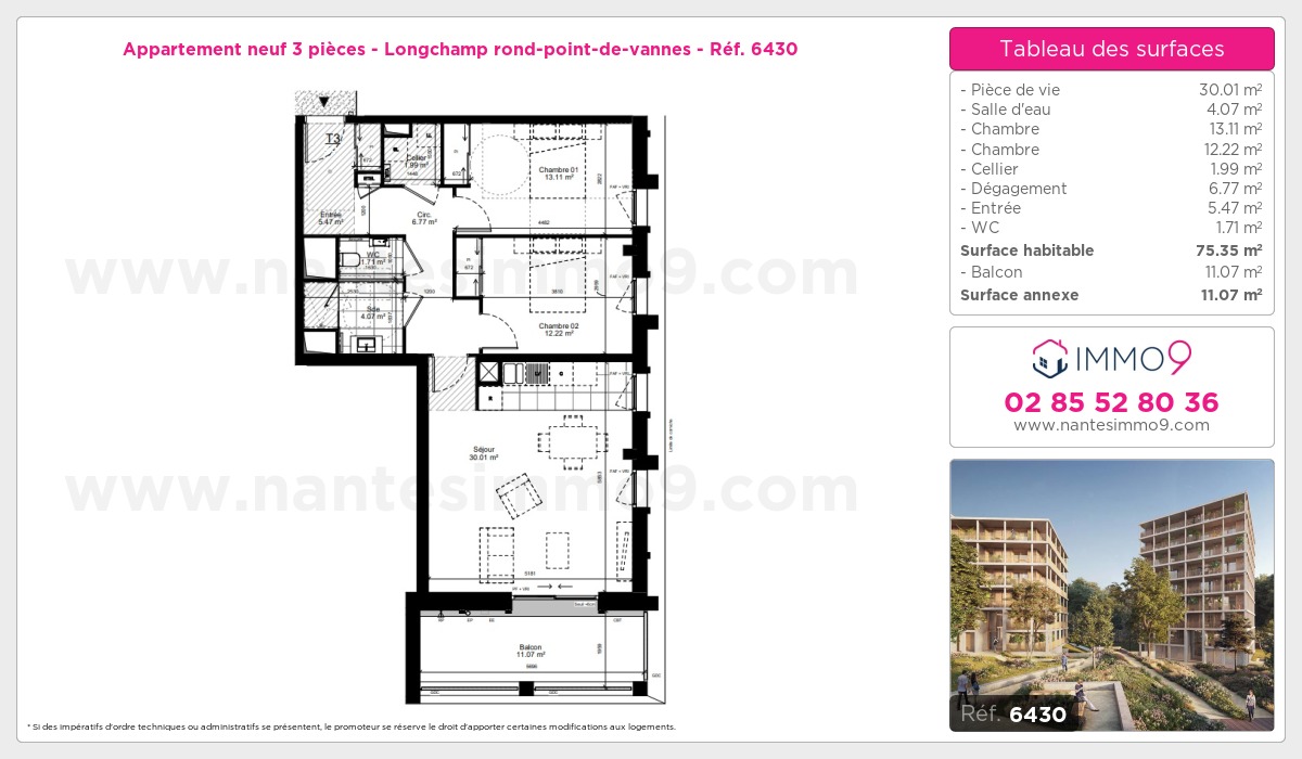 Plan et surfaces, Programme neuf Nantes : Longchamp rond-point-de-vannes Référence n° 6430