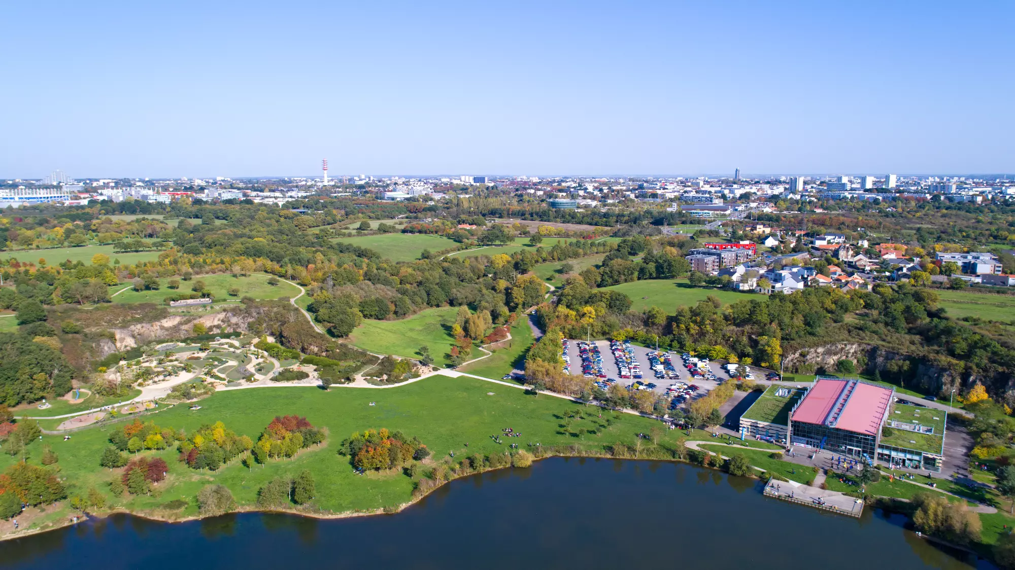 Vue aérienne du Parc La Carrière à Saint-Herblain