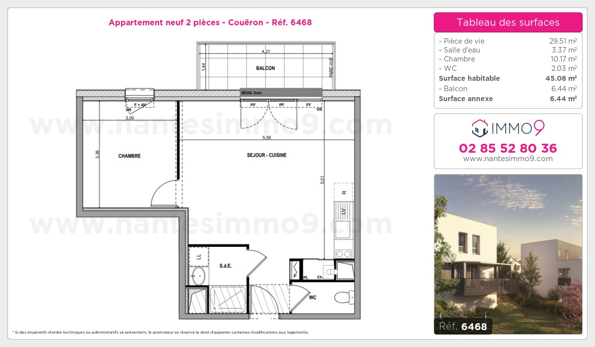 Plan et surfaces, Programme neuf Couëron Référence n° 6468