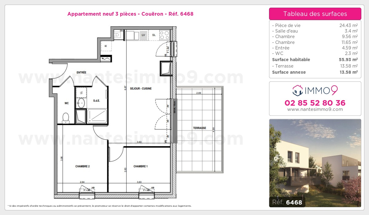 Plan et surfaces, Programme neuf Couëron Référence n° 6468
