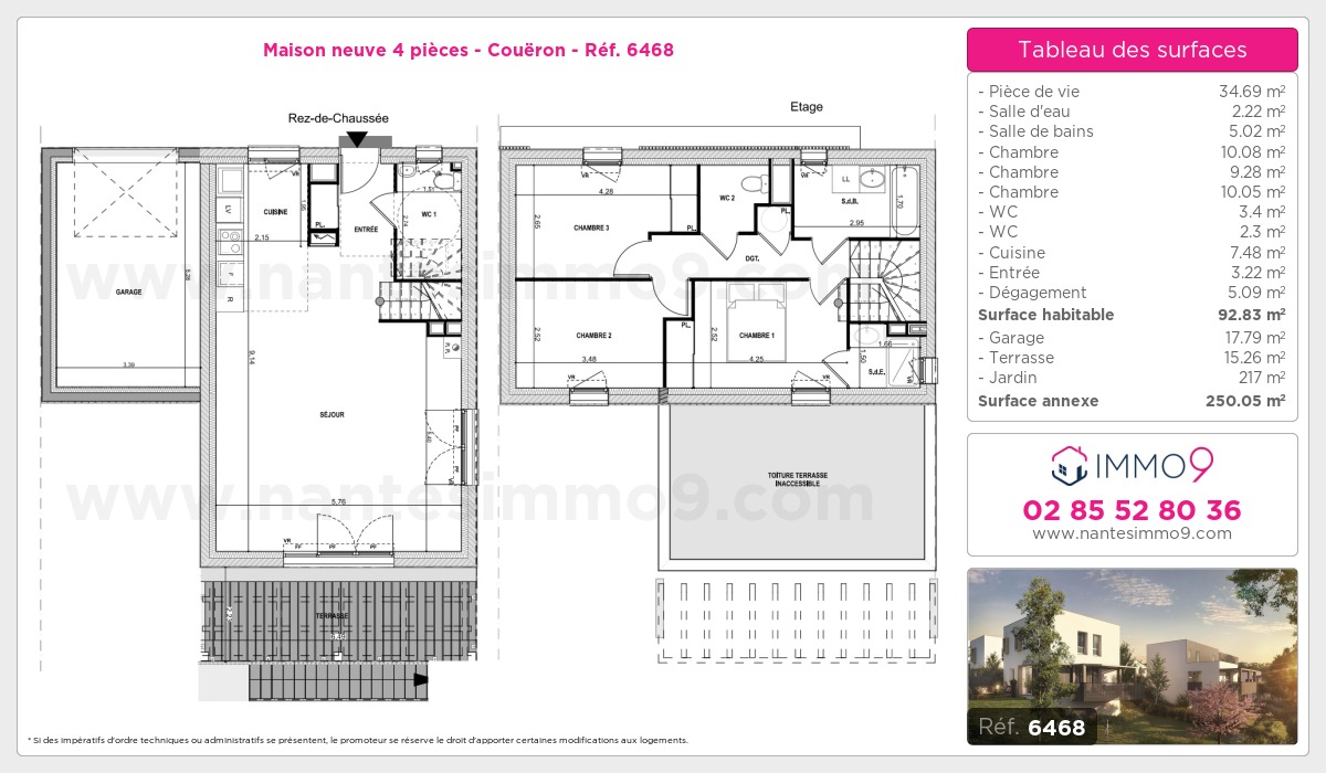 Plan et surfaces, Programme neuf Couëron Référence n° 6468