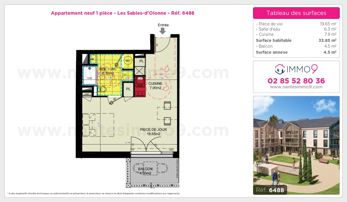 Plan et surfaces, Programme neuf Sables-d'Olonne Référence n° 6488