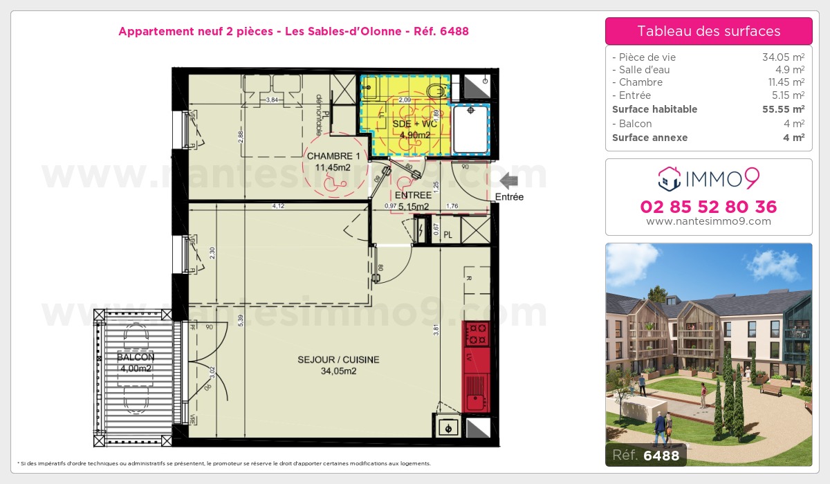 Plan et surfaces, Programme neuf Sables-d'Olonne Référence n° 6488