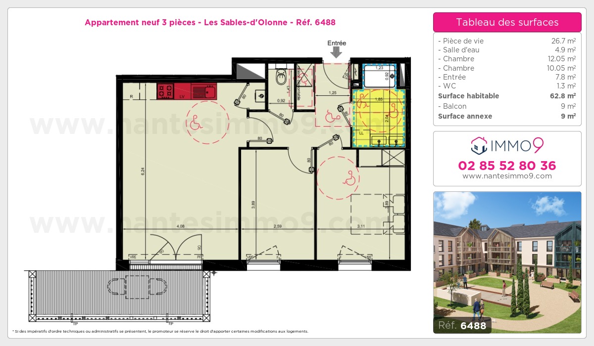 Plan et surfaces, Programme neuf Sables-d'Olonne Référence n° 6488
