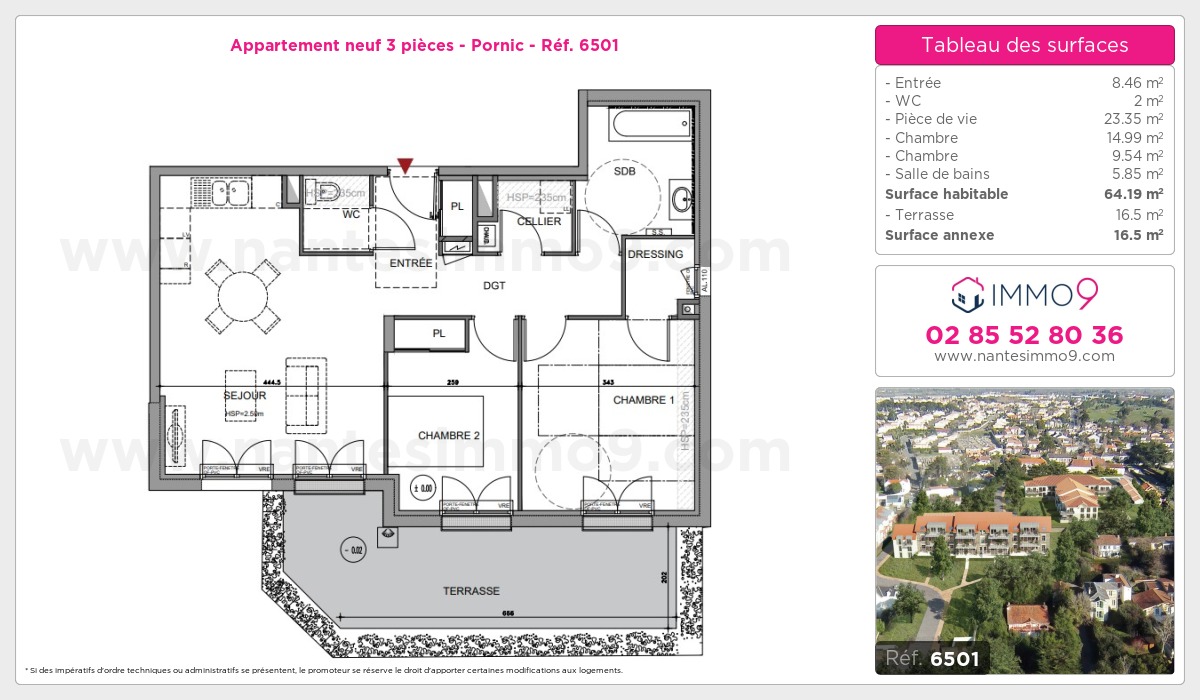 Plan et surfaces, Programme neuf Pornic Référence n° 6501