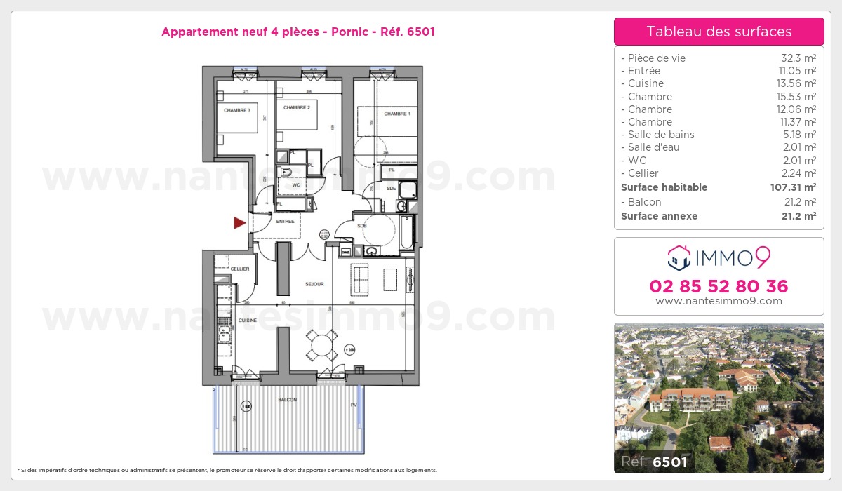Plan et surfaces, Programme neuf Pornic Référence n° 6501