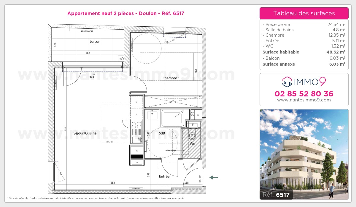 Plan et surfaces, Programme neuf Nantes : Doulon Référence n° 6517