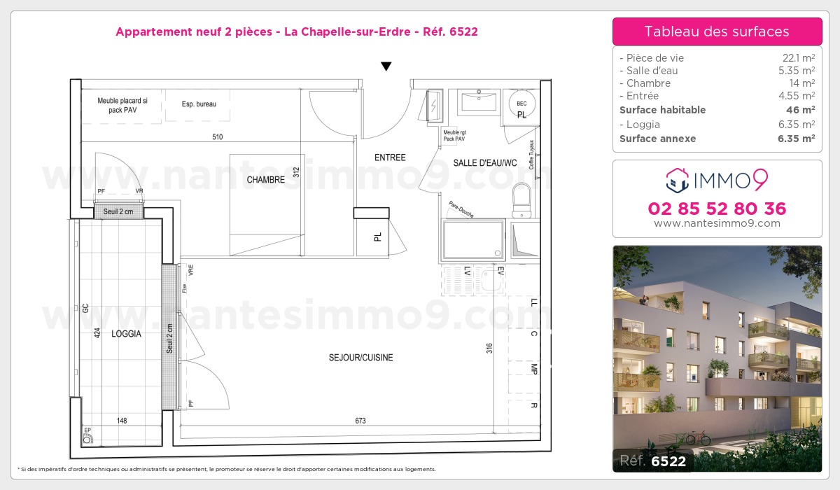 Plan et surfaces, Programme neuf Chapelle-sur-Erdre Référence n° 6522