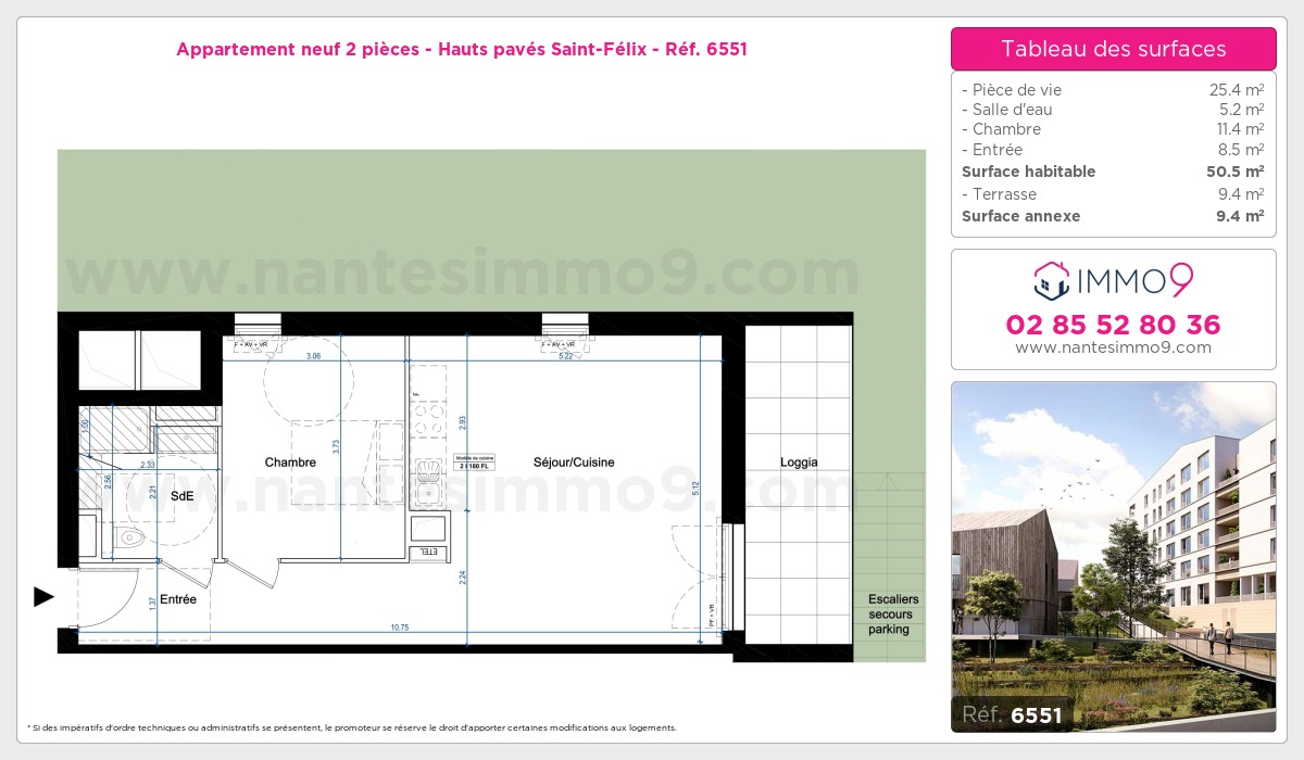 Plan et surfaces, Programme neuf Nantes : Hauts pavés Saint-Félix Référence n° 6551