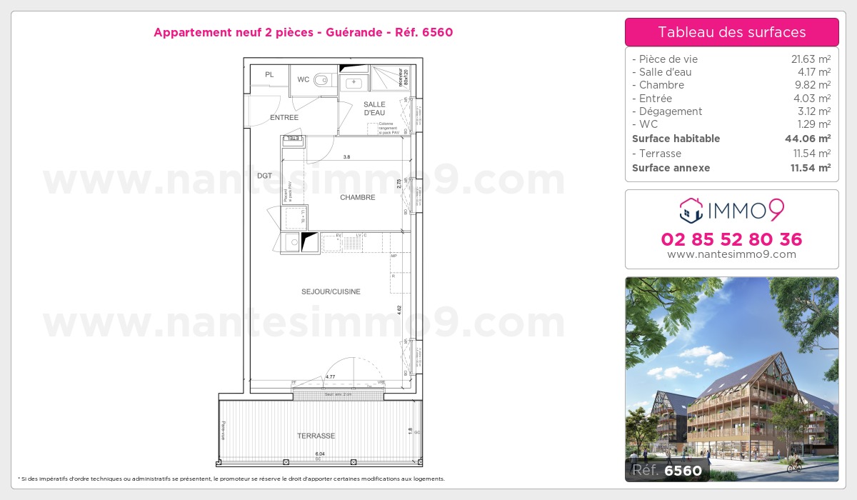 Plan et surfaces, Programme neuf Guérande Référence n° 6560