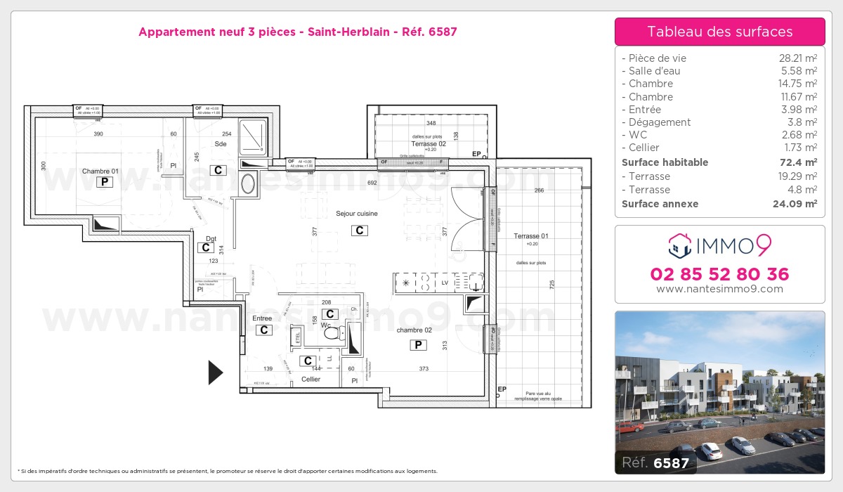 Plan et surfaces, Programme neuf Saint-Herblain Référence n° 6587