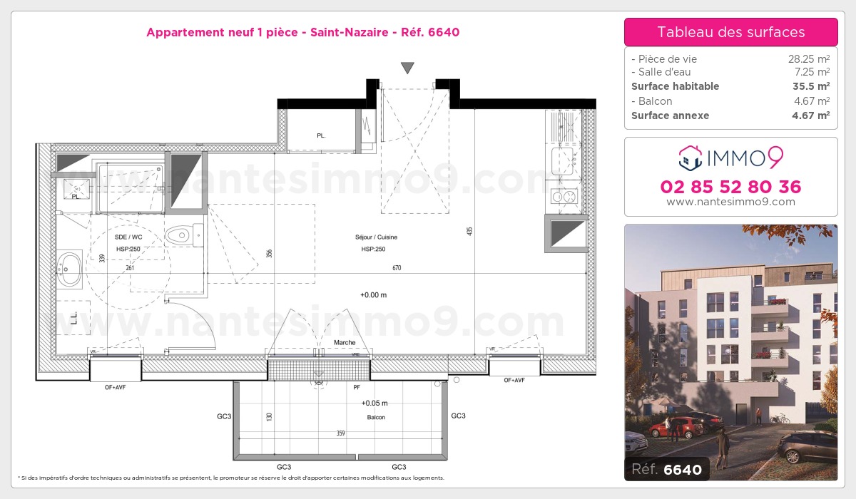 Plan et surfaces, Programme neuf Saint-Nazaire Référence n° 6640