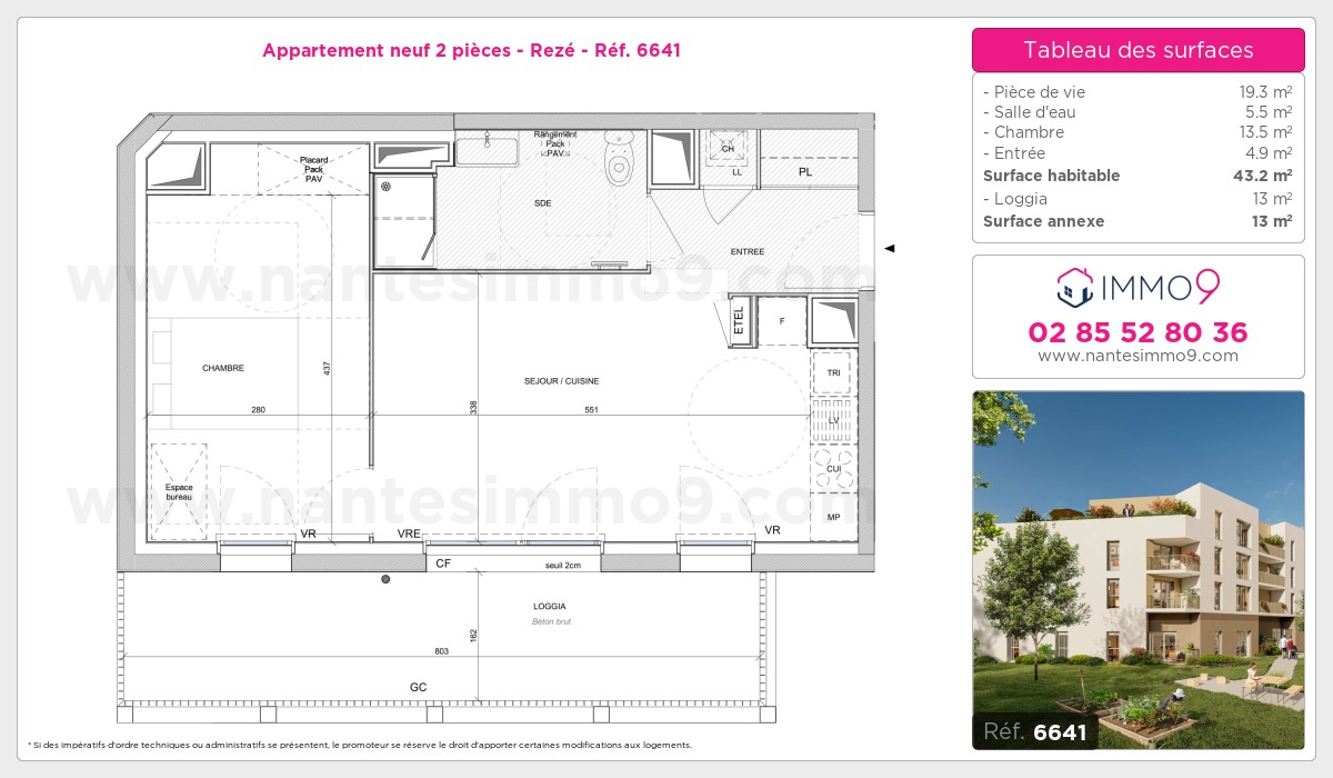 Plan et surfaces, Programme neuf Rezé Référence n° 6641