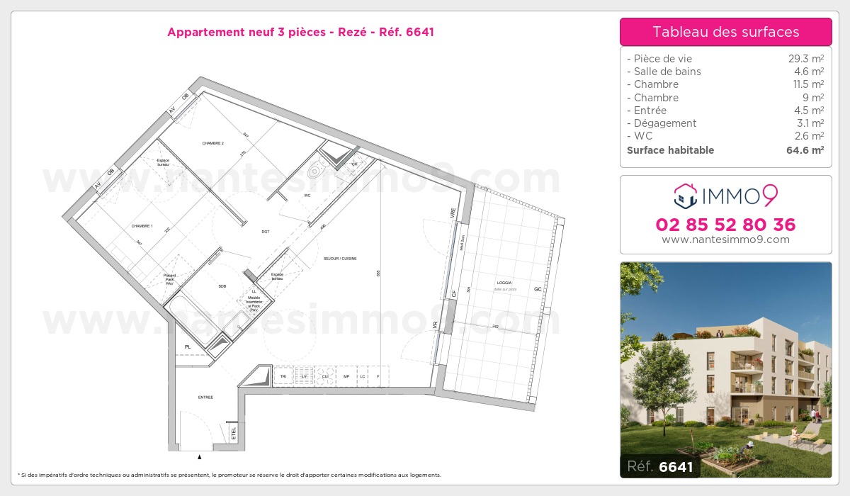 Plan et surfaces, Programme neuf Rezé Référence n° 6641