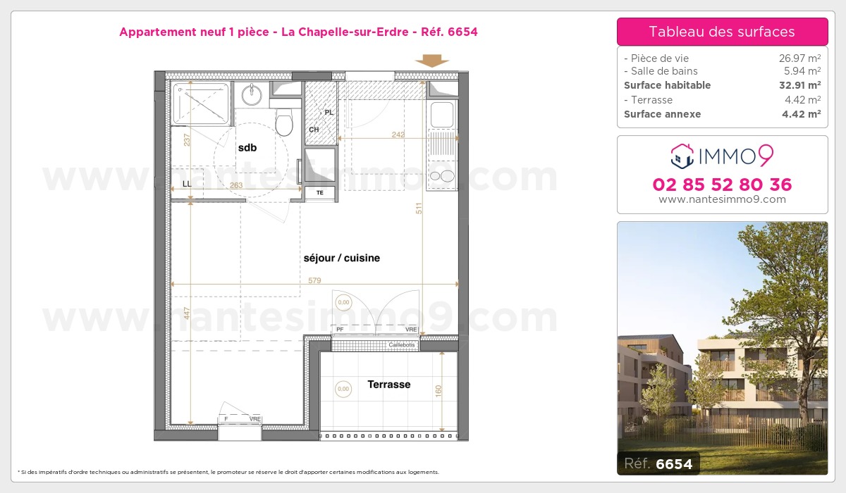 Plan et surfaces, Programme neuf Chapelle-sur-Erdre Référence n° 6654