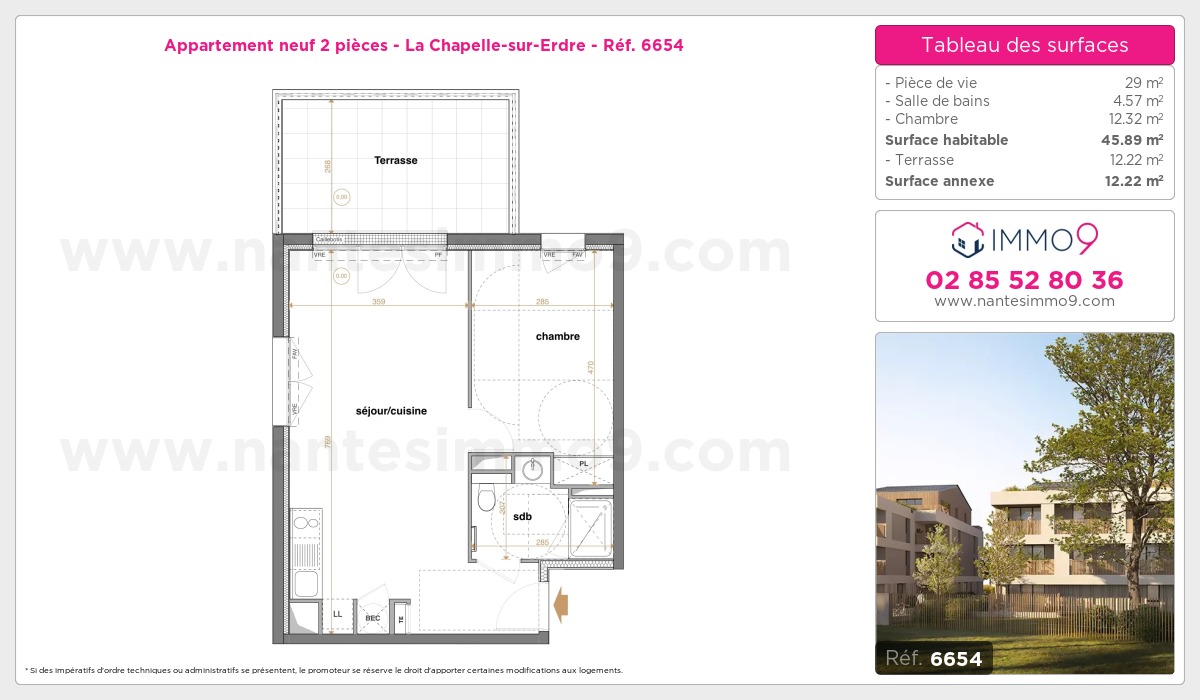 Plan et surfaces, Programme neuf Chapelle-sur-Erdre Référence n° 6654