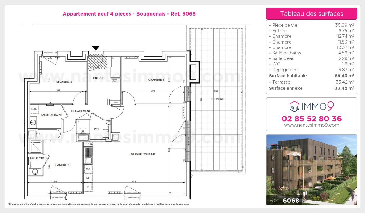 Plan et surfaces, Programme neuf Bouguenais Référence n° 6068