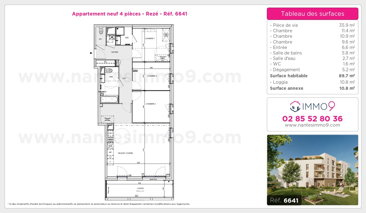 Plan et surfaces, Programme neuf Rezé Référence n° 6641