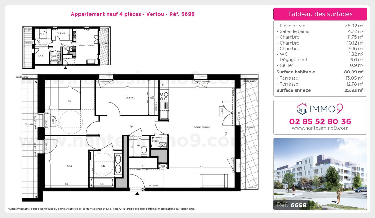 Plan et surfaces, Programme neuf Vertou Référence n° 6698