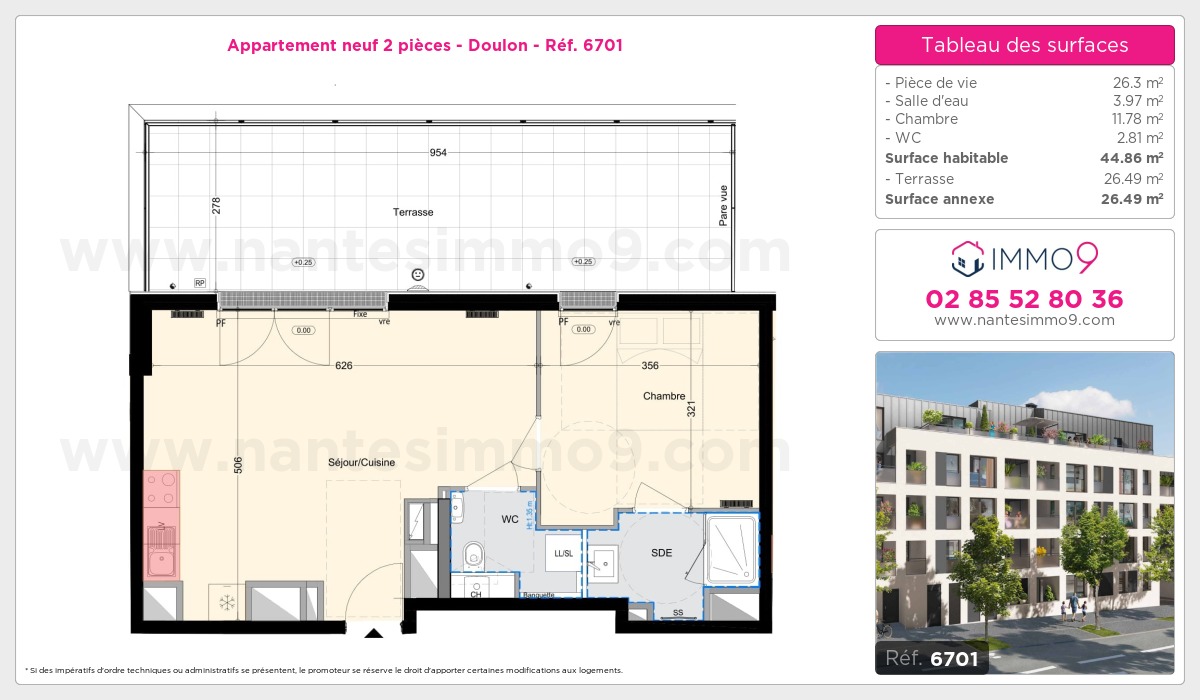 Plan et surfaces, Programme neuf Nantes : Doulon Référence n° 6701
