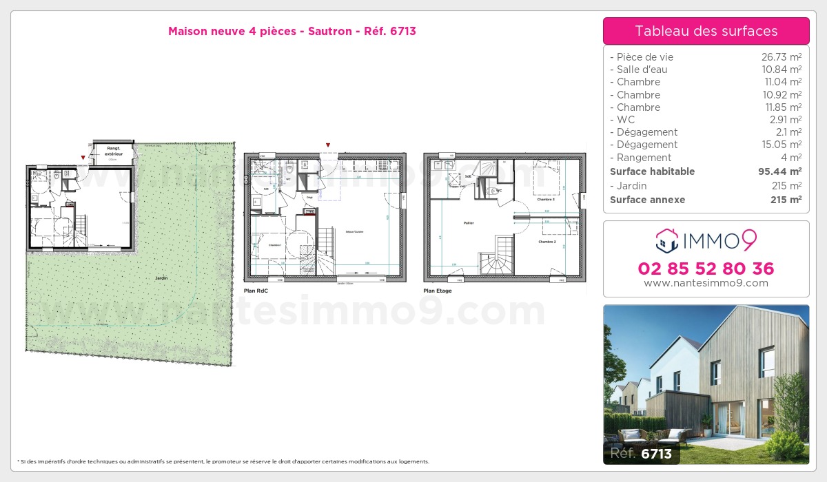 Plan et surfaces, Programme neuf Sautron Référence n° 6713